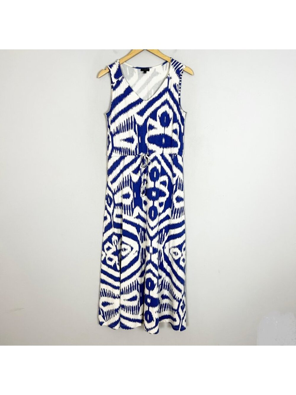 Talbots Ikat Soft Knit Maxi Dress Tank Casual Stretch Size Medium Women's